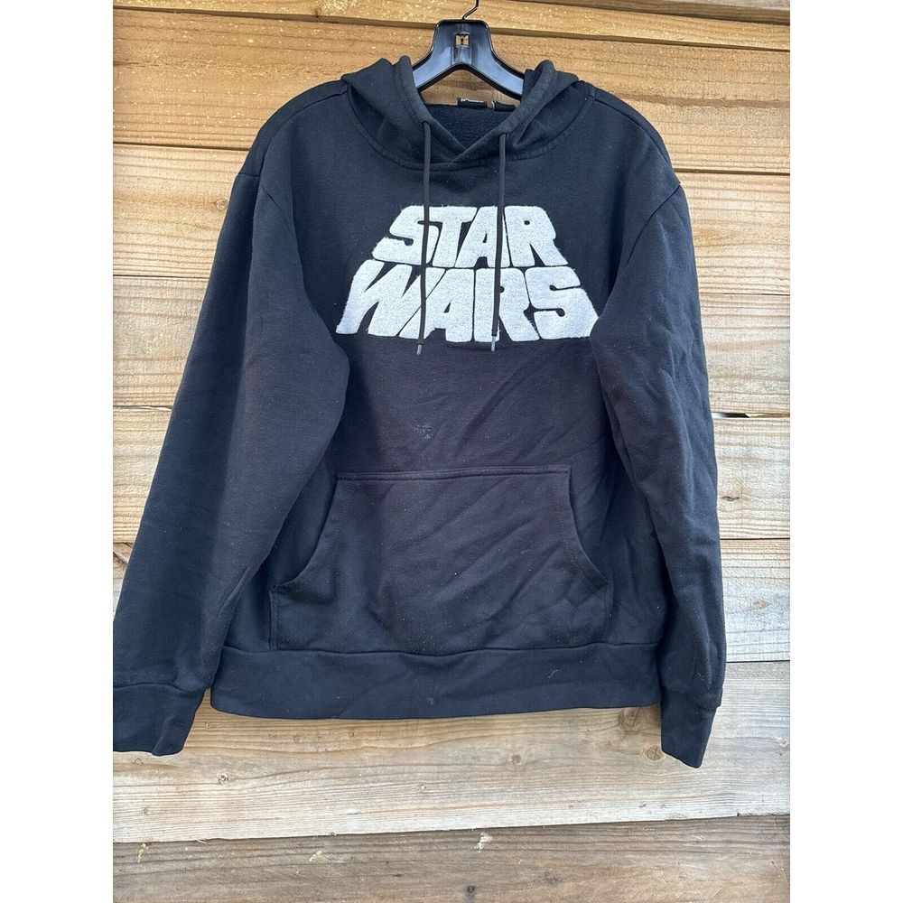 Star Wars Sweater Adult Small Black White Logo Hoodie Sweatshirt Pullover Mens